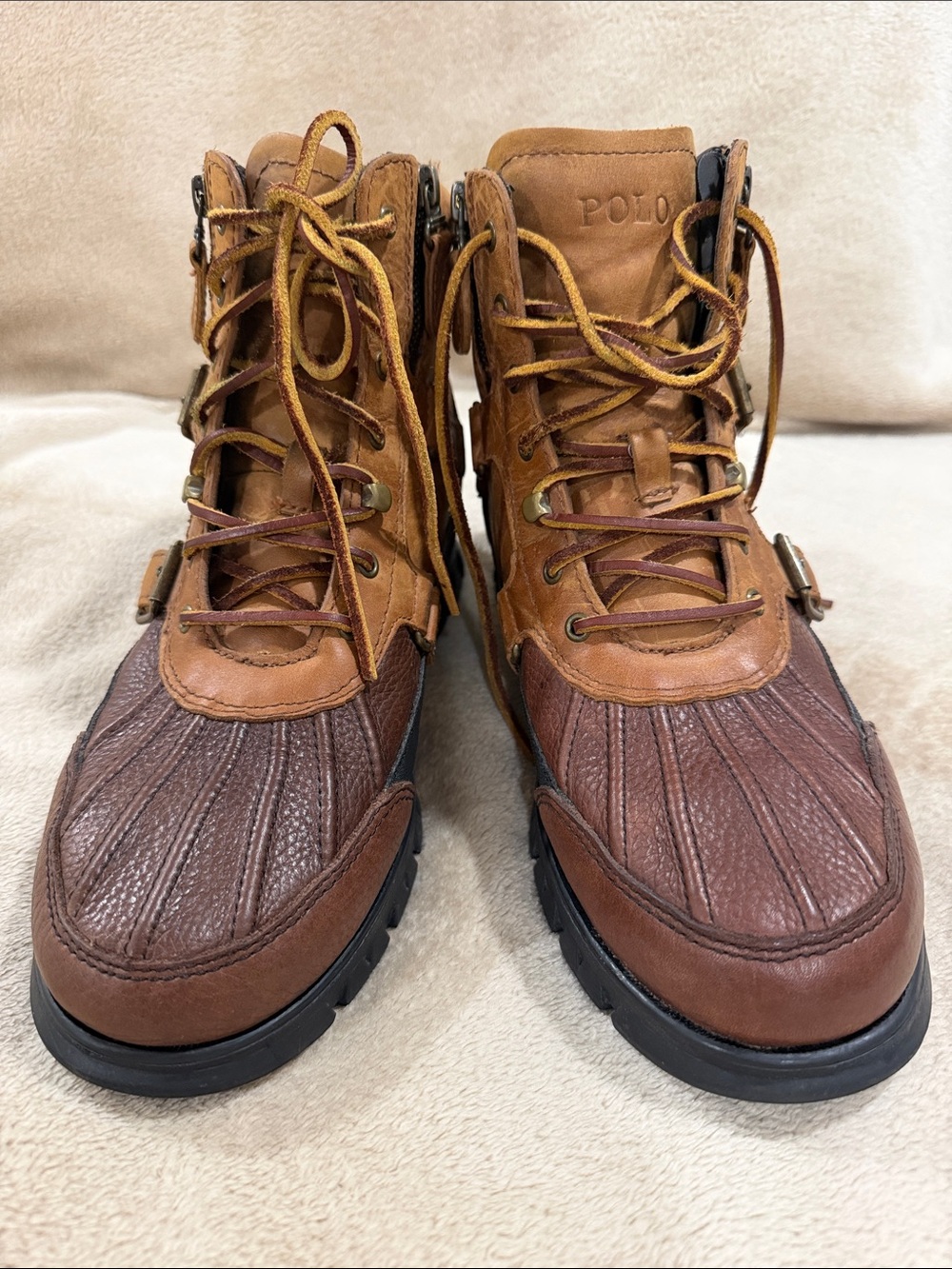 Polo Oslo by Ralph Lauren Brown Two-Tone Leather Duck Boots